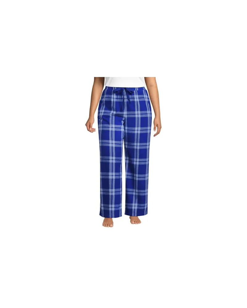Lands' End Weiche Flanell-Pyjamahose, Damen, Größe plus, Blau, Baumwolle, by Blau