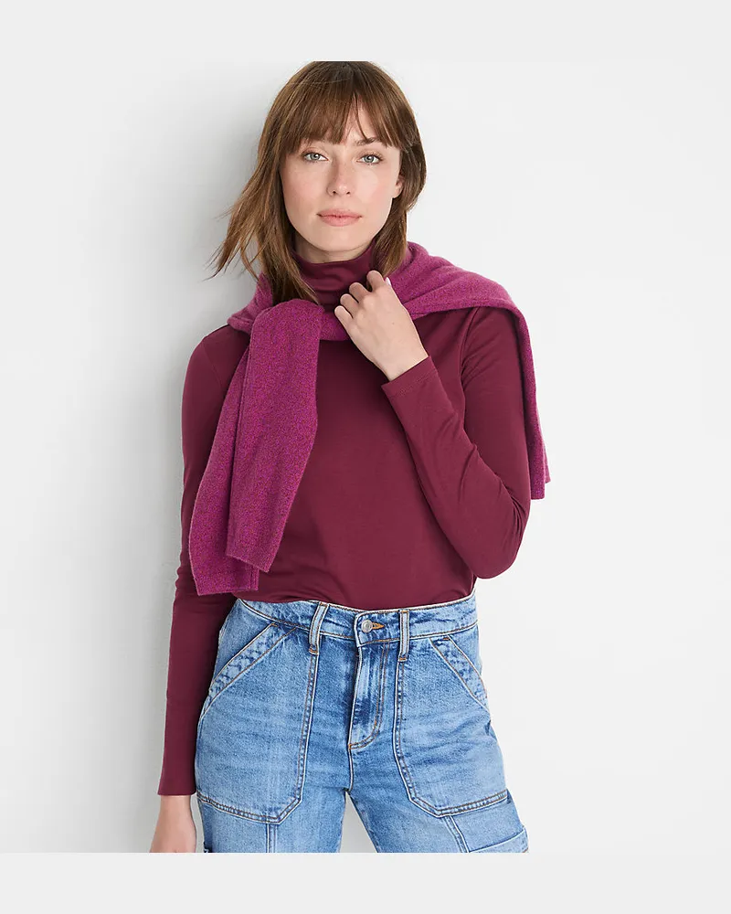 Lands' End Rollkragenshirt aus Supima, Damen, Größe regular, Rot, Baumwolle, by Rot