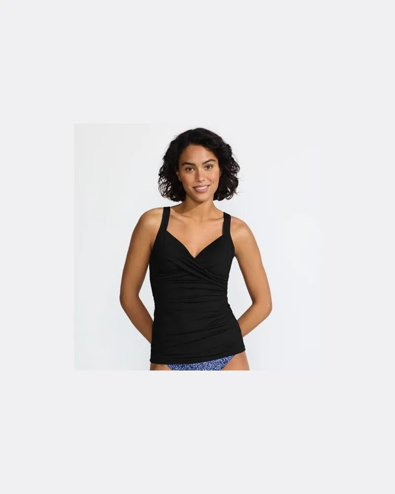Lands' End Tankinitop CHLORRESISTENT mit V-Ausschnitt, Damen, Größe:34 regular, Schwarz, Nylon-Mischung, by Schwarz