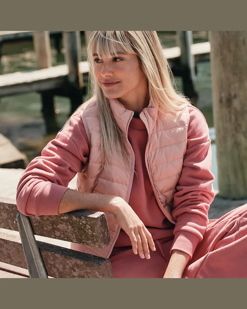 Lands' End Daunenweste WANDERWEIGHT Verstaubar Ultraleicht, Damen, Größe petite, Pink, Nylon, by Pink