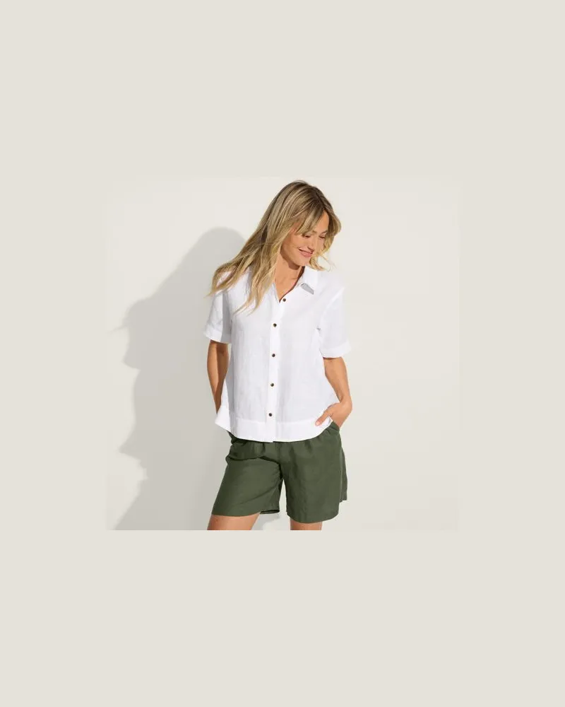 Lands' End Leinen-Schlupfshorts, Damen, Größe:44-46 regular, Grün, Leinen, by Grün
