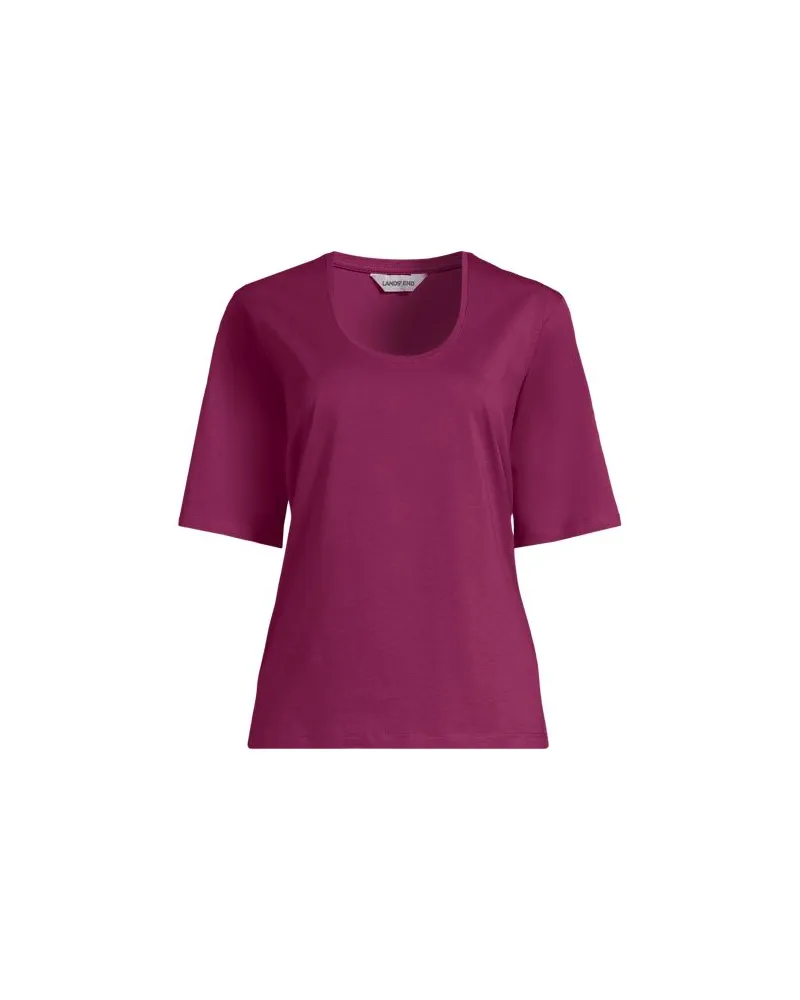 Lands' End Supima®-Rundhalsshirt, Damen, Größe plus, Pink, Baumwolle, by Pink