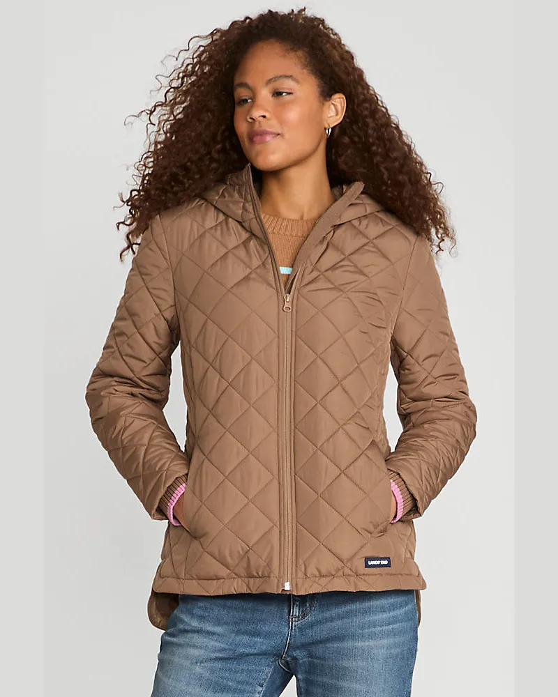 Lands' End FeatherFree Steppjacke, Damen, Größe regular, Braun, Polyester, by Braun