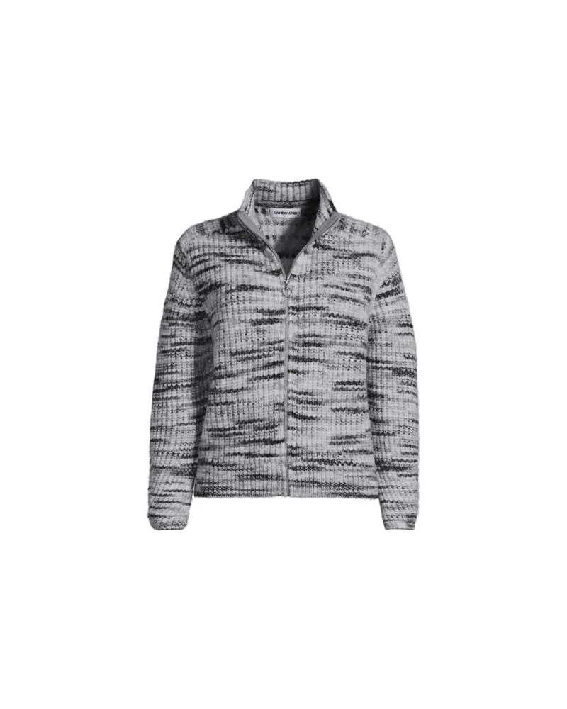 Lands' End Strick-Cardigan mit Reißverschluss, Damen, Größe:44-46 regular, Grau, by Grau