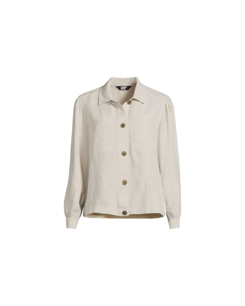 Lands' End Leinenjacke, Damen, Größe plus, Beige, Leinen, by Beige