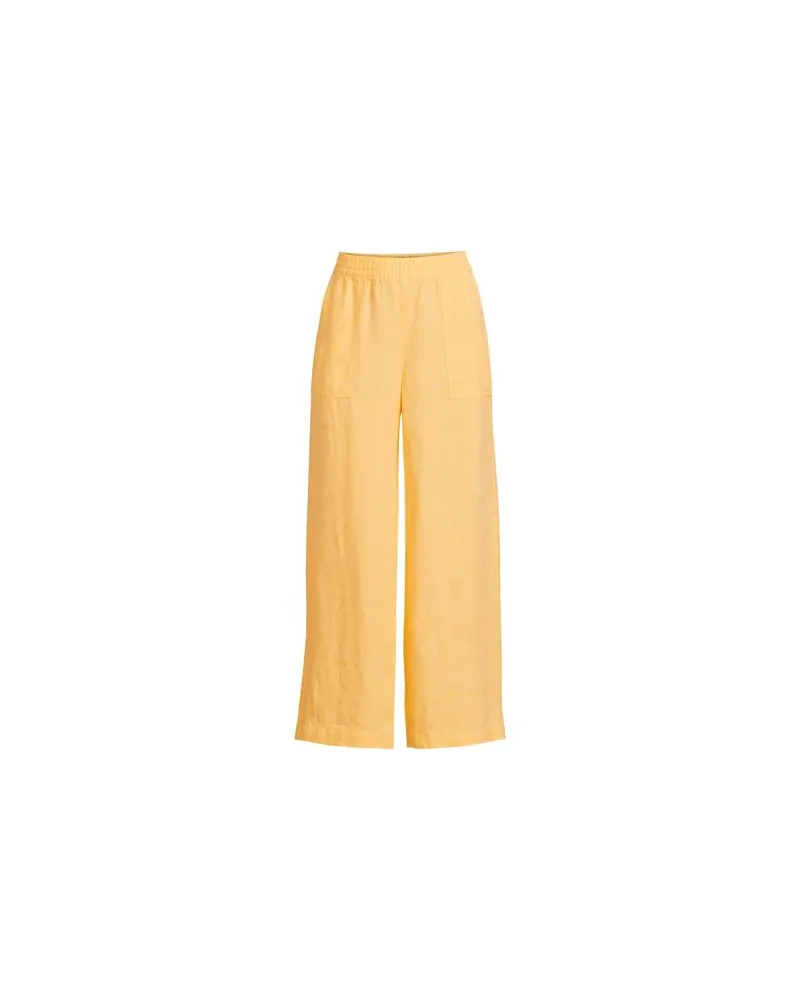 Lands' End 7/8-Leinenhose mit Dehnbund, Damen, Größe regular, Gelb, Leinen, by Gelb