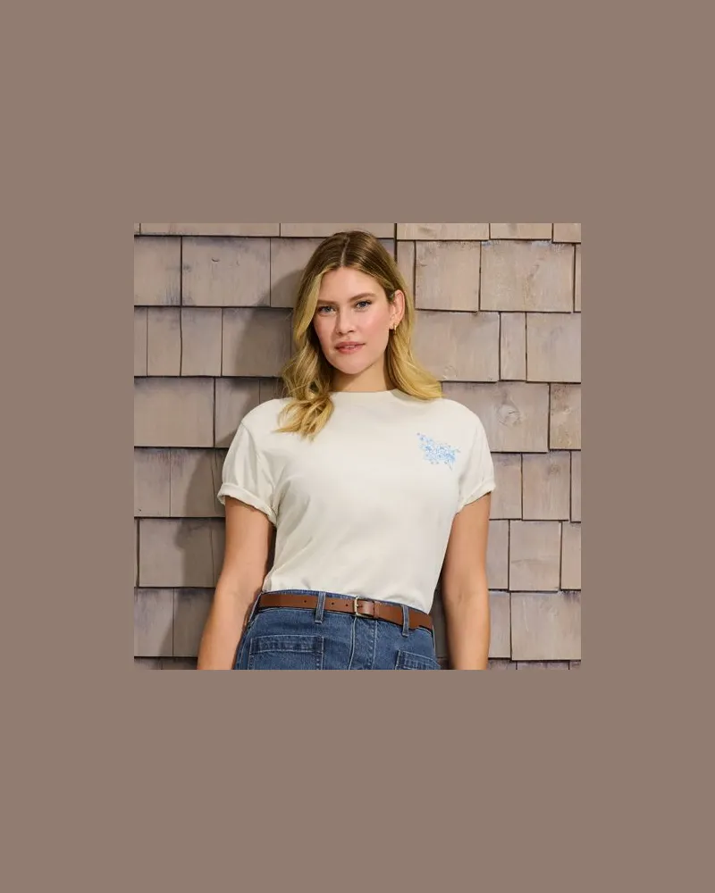 Lands' End Grafik-Shirt, Damen, Größe regular, Weiß, Baumwolle, by Weiß