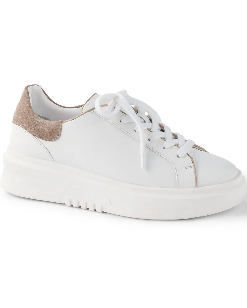 Lands' End Plateau-Sneakers aus Leder, Damen, Größe regular, Weiß, Leder, by Weiß