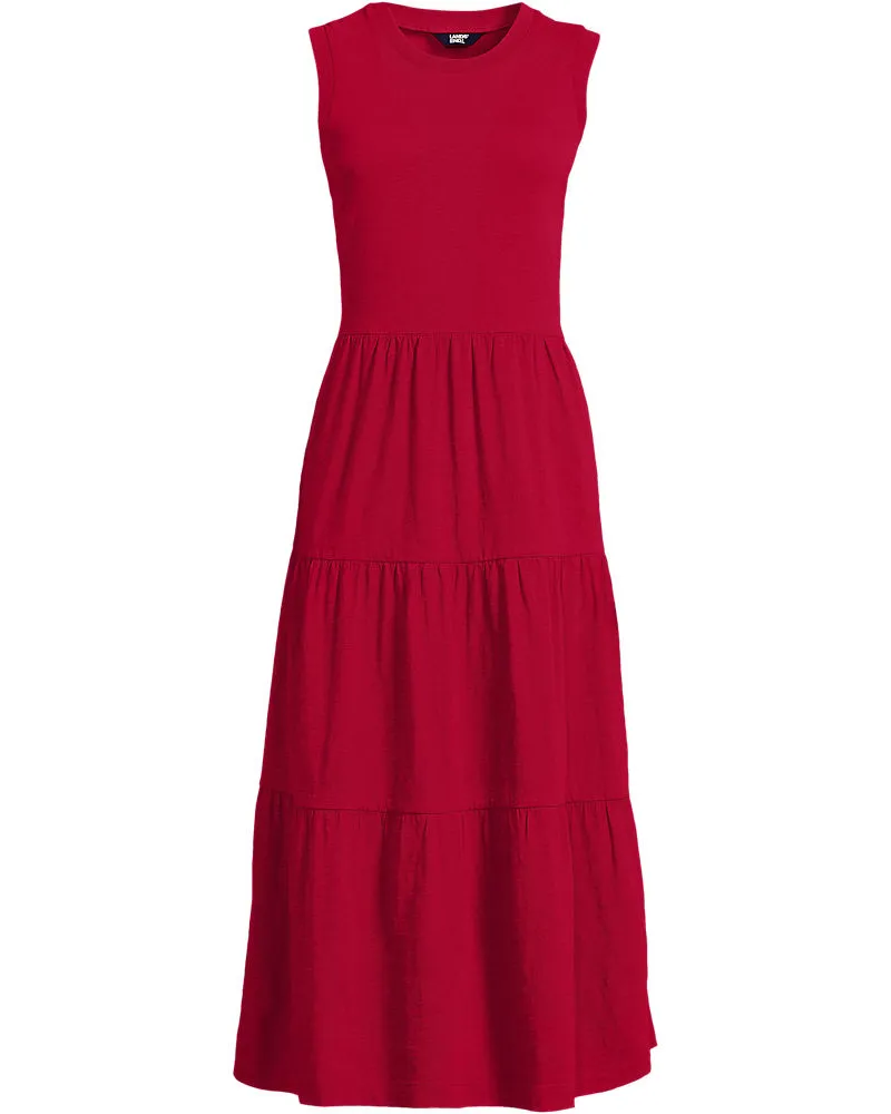 Lands' End Maxi-Baumwollkleid aus Flammgarn, Damen, Größe petite, Rot, Baumwolle, by Rot