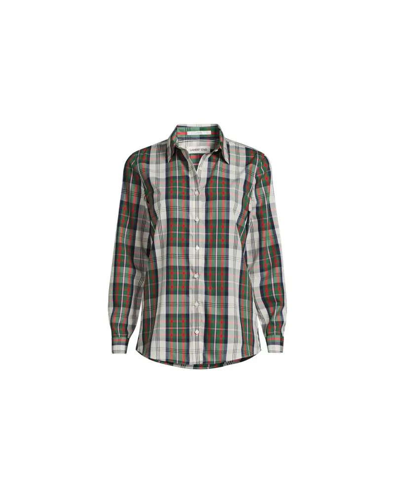 Lands' End Bügelfreie Baumwoll-Bluse, Damen, Größe regular, Weiß, Baumwolle, by Weiß