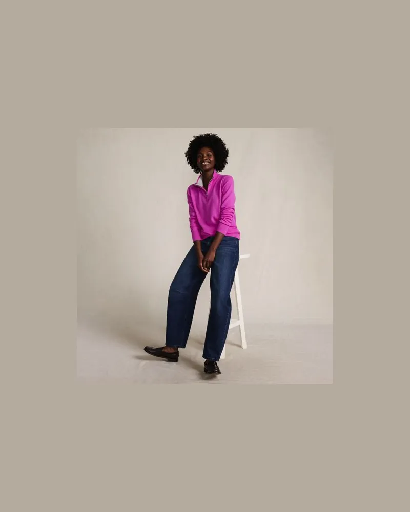 Lands' End Kaschmir-Pullover mit Reißverschluss, Damen, Größe:40-42 petite, Pink, by Pink