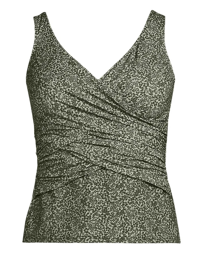 Lands' End Tankini-Top mit Wickelfront Slender, Damen, Größe regular, Grün, Elasthan/Nylon-Mischung, by Grün