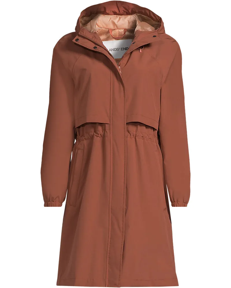 Lands' End Verstaubarer wasserdichter Squall Regenmantel, Damen, Größe plus, Braun, Polyester, by Braun