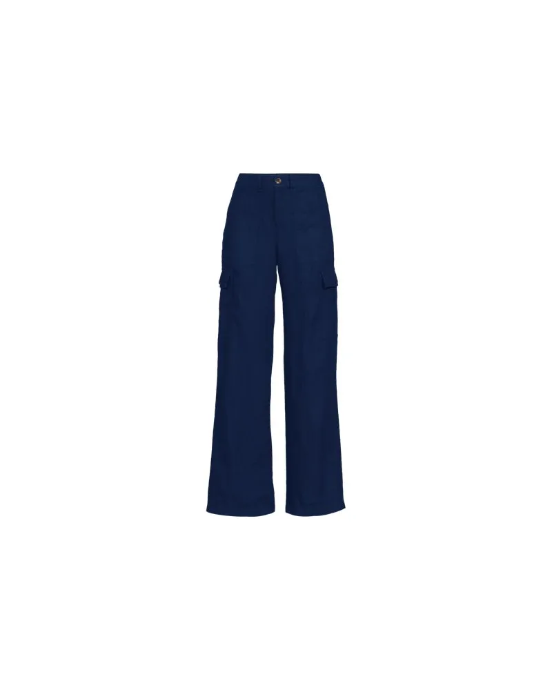 Lands' End Leinen-Cargohose mit weitem Bein, Damen, Größe regular, Blau, Leinen, by Blau