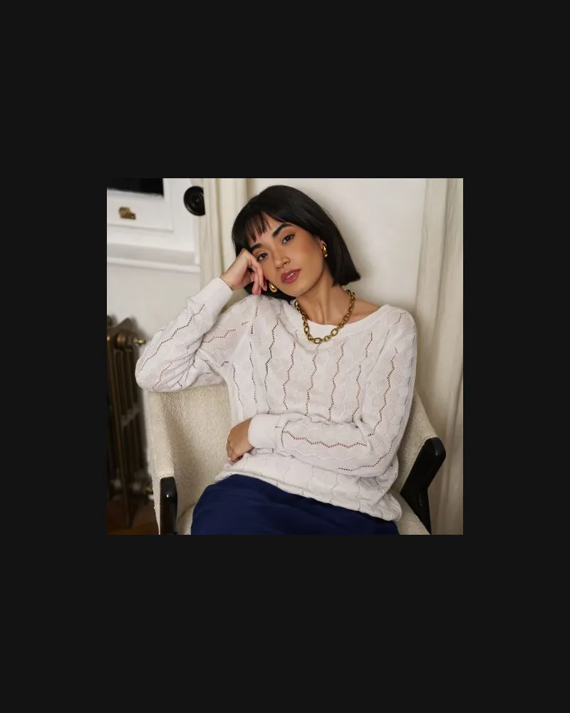 Lands' End Rundhalspullover aus Leinenmix, Damen, Größe regular, Weiß, by Weiß