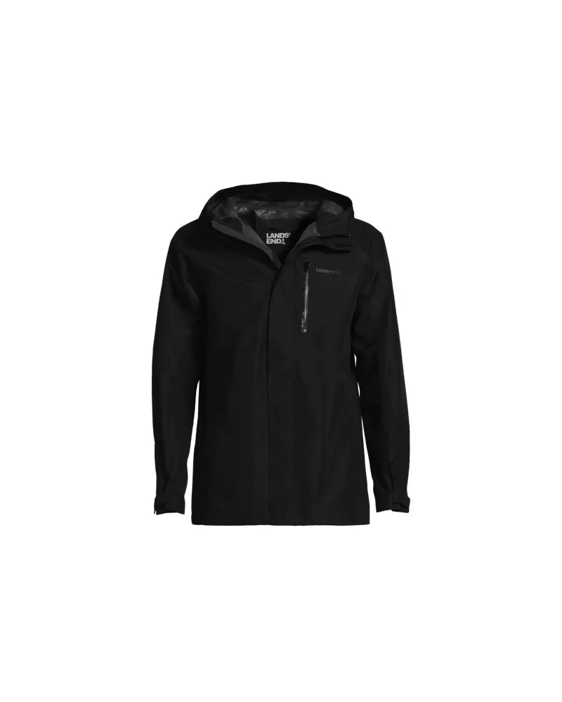 Lands' End Verstaubare wasserdichte Regenjacke, Herren, Größe:60 regular, Schwarz, Polyester, by Schwarz