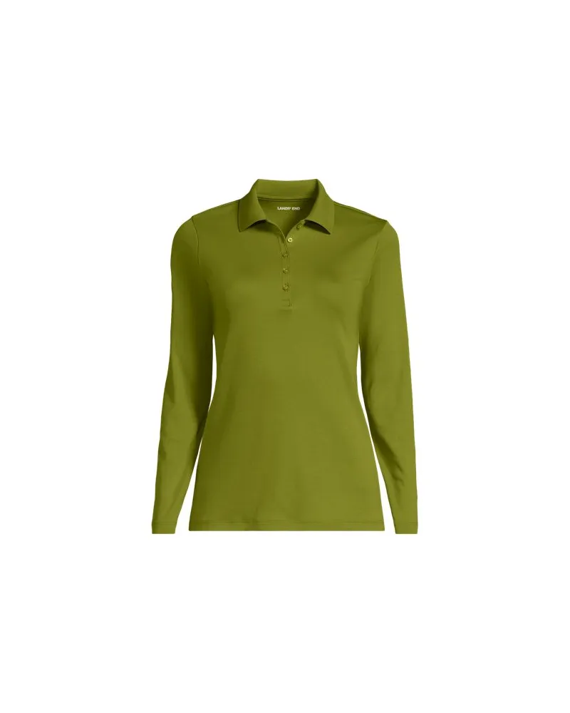 Lands' End Supima-Poloshirt mit langen Ärmeln, Damen, Größe:32-34 regular, Grün, Baumwolle, by Grün