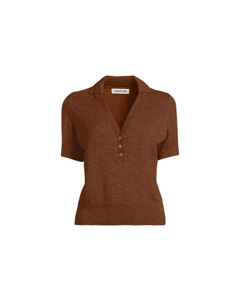 Lands' End Polopullover mit kurzen Ärmeln, Damen, Größe:44-46 regular, Orange, Polyacryl/Baumwoll-Mischung, by Orange