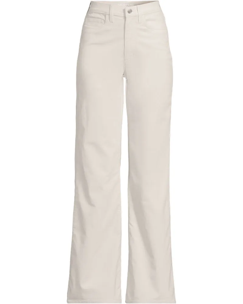 Lands' End Feincord-Schlaghose High Waist, Damen, Größe petite, Weiß, by Weiß