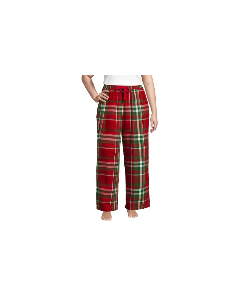 Lands' End Weiche Flanell-Pyjamahose, Damen, Größe plus, Rot, Baumwolle, by Rot