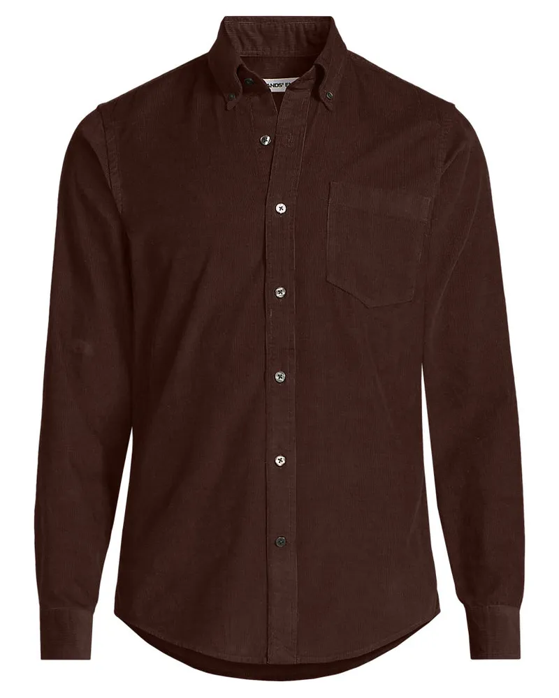 Lands' End Feincordhemd, Herren, Größe regular, Braun, Baumwolle, by Braun