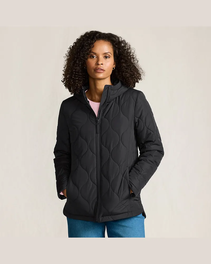 Lands' End Isolierte FeatherFree™ Steppjacke, Damen, Größe regular, Schwarz, Polyester, by Schwarz