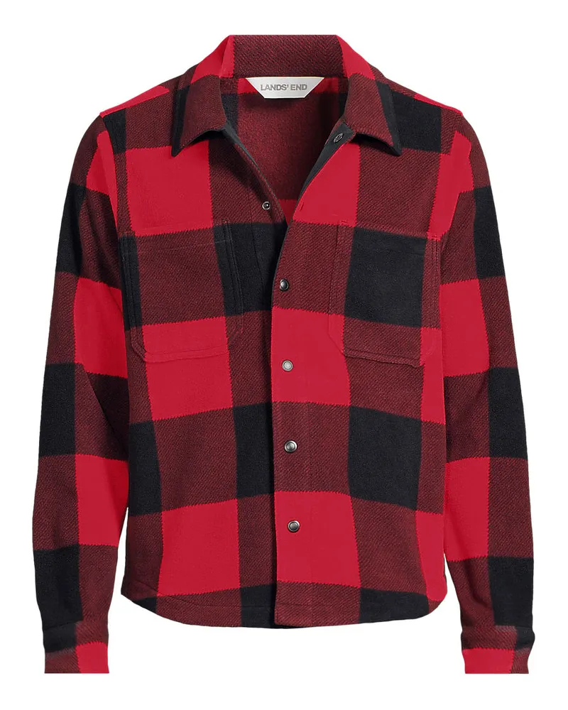 Lands' End Hemdjacke aus Fleece, Herren, Größe regular, Rot, Polyester, by Rot