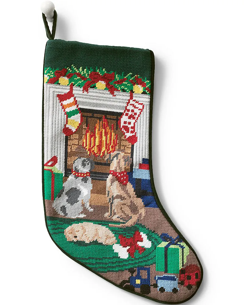 Lands' End Gobelin-Weihnachtsstrumpf, Herren, Größe:null regular, Grün, Baumwolle/Wolle, by Grün
