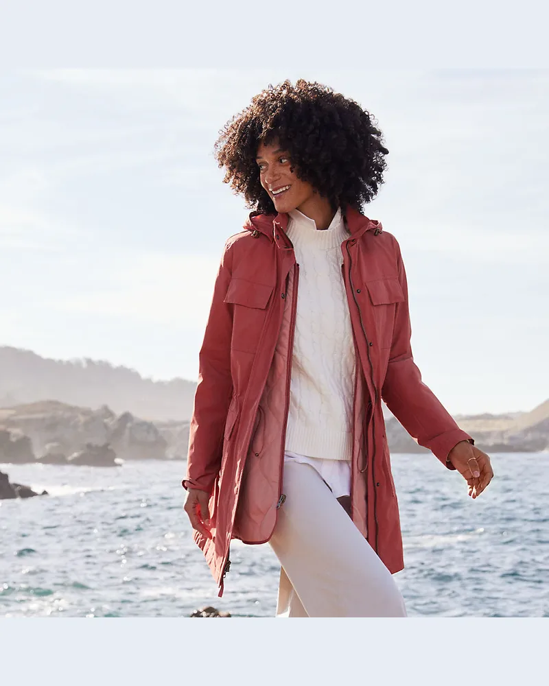 Lands' End 3-in-1-Wachsjacke aus Baumwollmix, Damen, Größe regular, Rot, Baumwolle/Nylon, by Rot