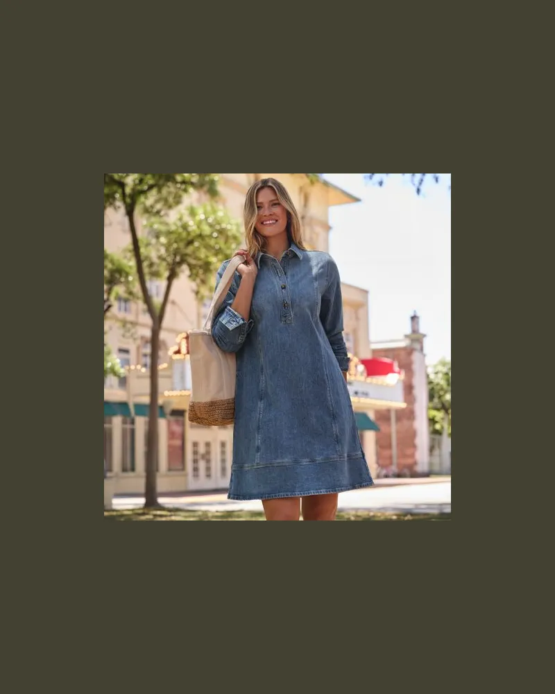 Lands' End Soft Denim Jeanskleid, Damen, Größe regular, Blau, Baumwoll-Mischung, by Blau