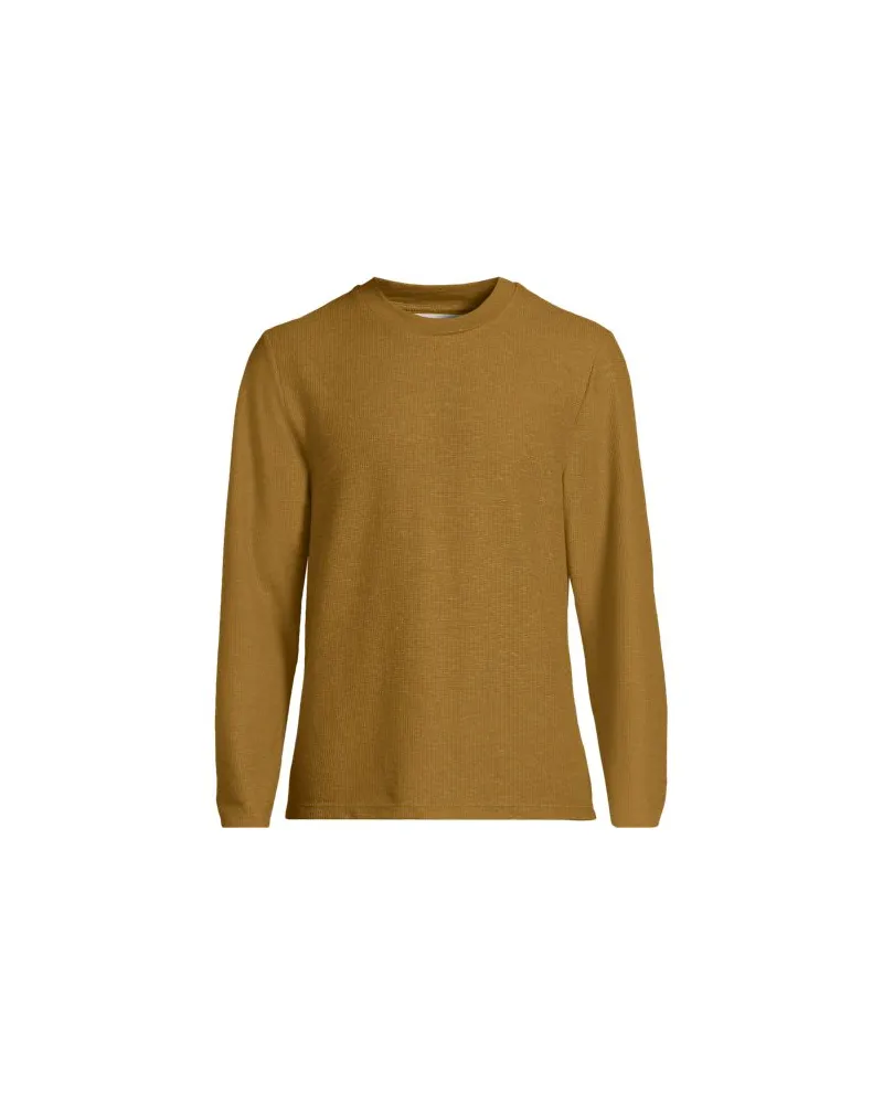 Lands' End Struktur-Shirt mit Leinen, Herren, Größe:56-58 regular, Gelb, Leinen/Polyester/Polyester-Mischung, by Gelb