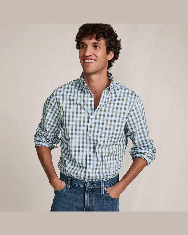 Lands' End Ultimativ-Hemd, Classic Fit, Herren, Größe regular, Grün, Elasthan/Baumwoll-Mischung/Polyester-Mischung, by Grün