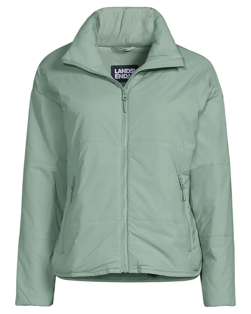 Lands' End Leichte verstaubare Steppjacke, Damen, Größe regular, Grün, Nylon-Mischung, by Grün