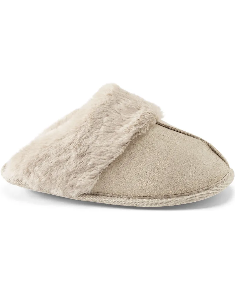 Lands' End Pantoffel in Veloursleder-Optik, Damen, Größe regular, Weiß, Polyester, by Weiß