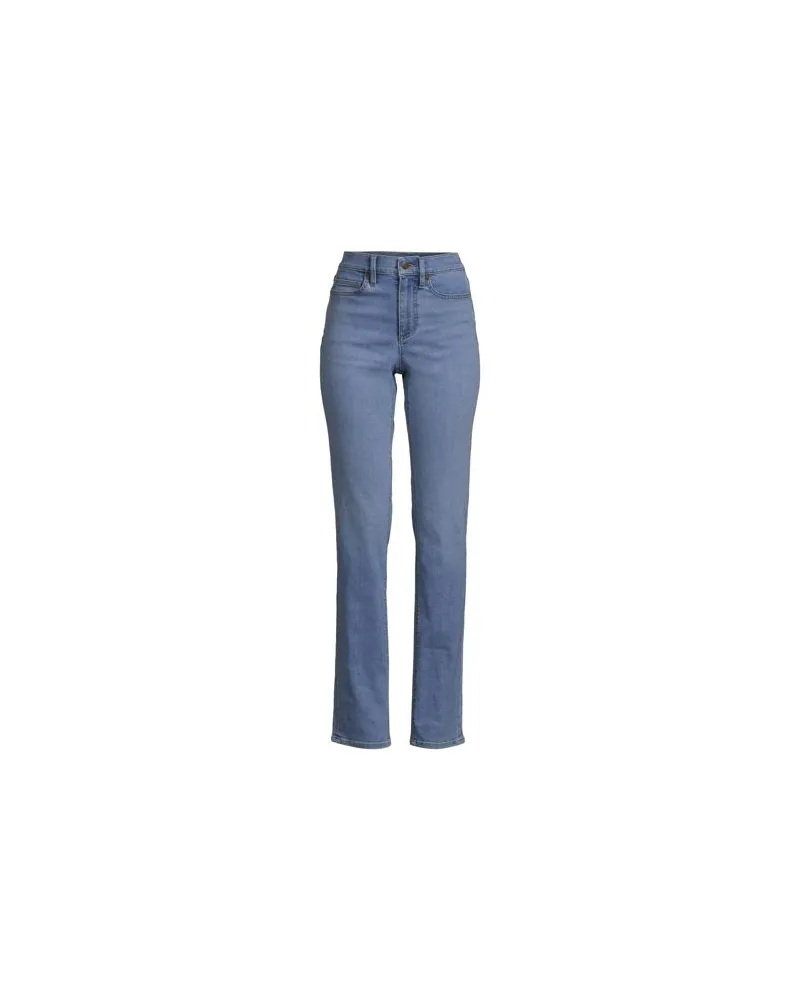 Lands' End Straight Fit Recover High Waist Jeans, Damen, Größe plus, Blau, Baumwoll-Mischung, by Blau