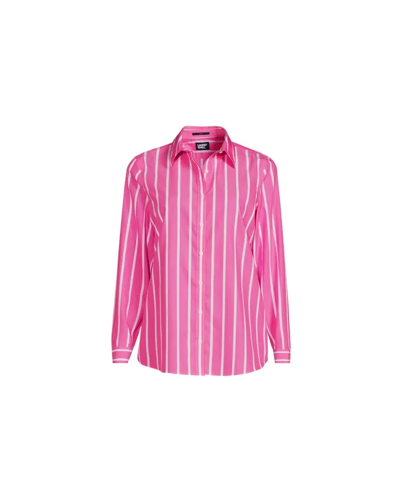 Lands' End Bügelfreie Baumwoll-Bluse, Damen, Größe plus, Pink, Baumwolle, by Pink
