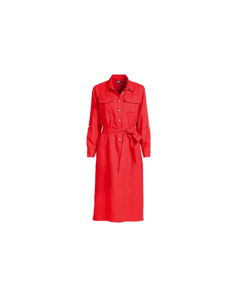 Lands' End Midi-Hemdblusenkleid aus Leinen, Damen, Größe plus, Orange, by Orange