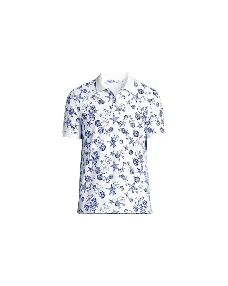 Lands' End Piqué-Poloshirt Gemustert mit kurzen Ärmeln, Herren, Größe:52-54 regular, Blau, Baumwoll-Mischung, by Blau