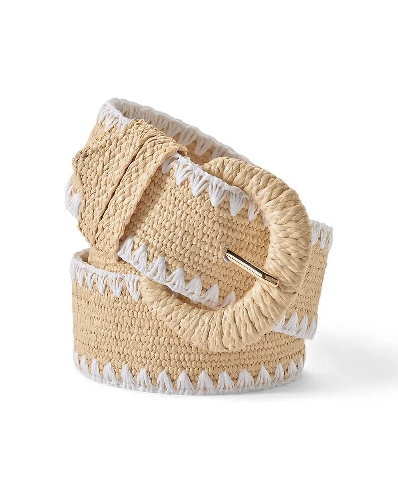 Lands' End Raffia-Gürtel, Damen, Größe regular, Weiß, by Weiß