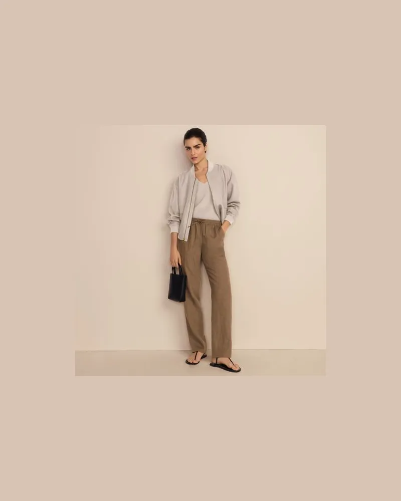 Lands' End Relaxte Leinen-Schlupfhose, Damen, Größe regular, Braun, Leinen, by Braun