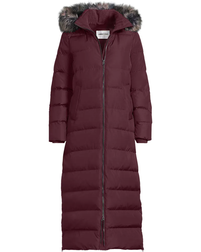 Lands' End Maxi-Daunenmantel mit Kapuze, Damen, Größe regular, Rot, Polyester, by Rot