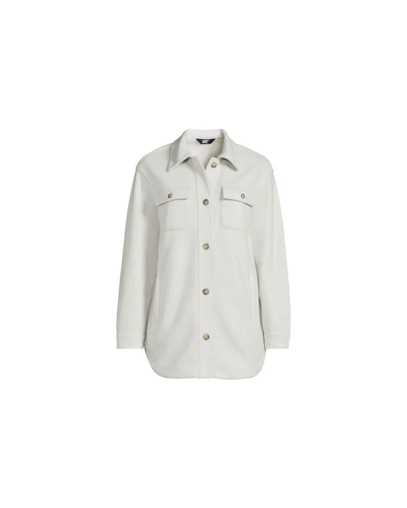 Lands' End Luxe Fleece-Hemdjacke, Damen, Größe:40-42 regular, Grau, Polyester, by Grau