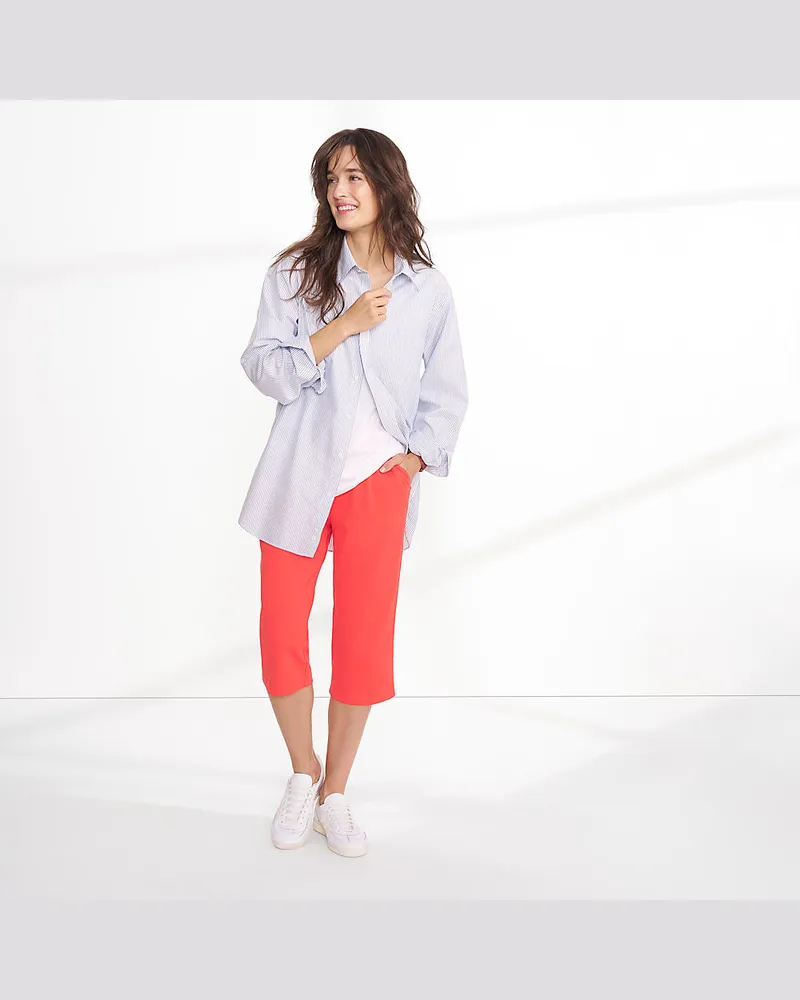 Lands' End Sport Knit Caprihose, Damen, Größe regular, Orange, Baumwolle, by Orange
