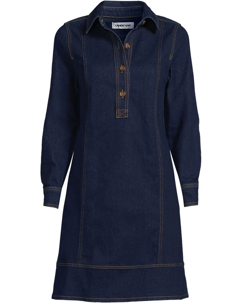 Lands' End Soft Denim Jeanskleid, Damen, Größe plus, Blau, Baumwoll-Mischung, by Blau