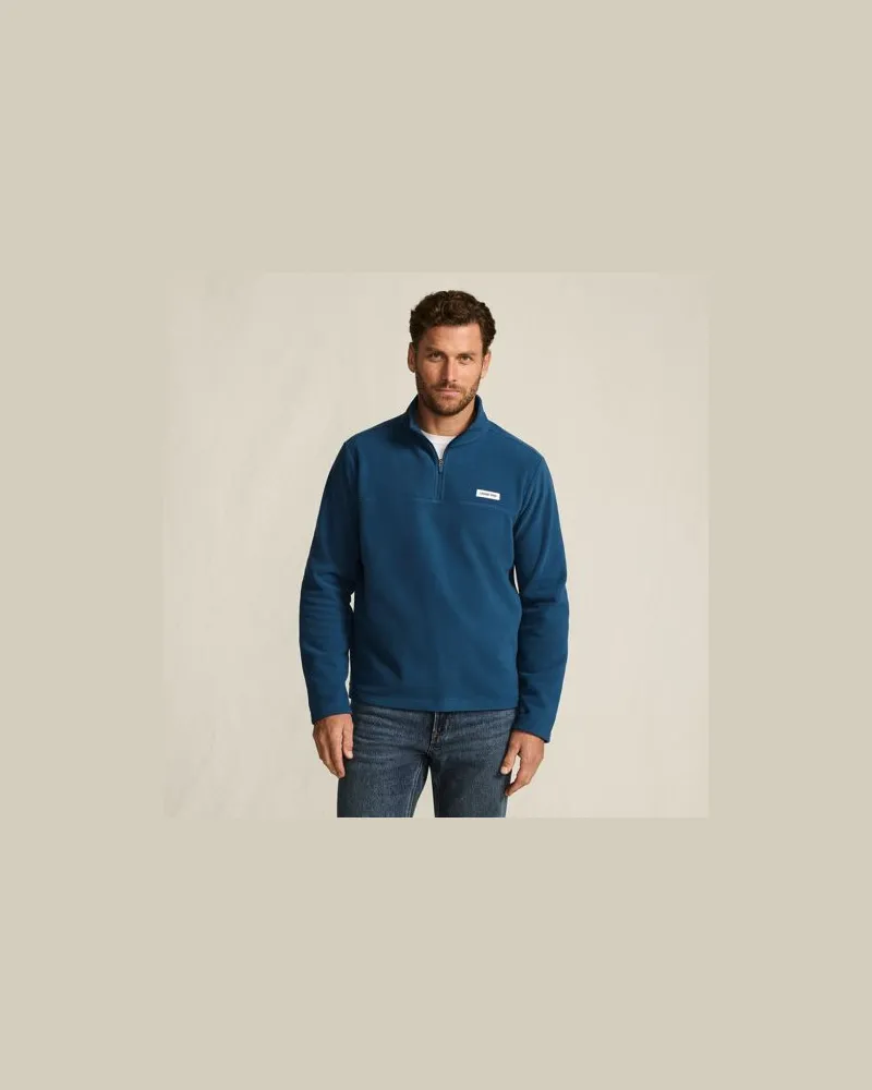 Lands' End Anyweather Fleece-Pullover mit Reißverschluss, Herren, Größe:44-46 regular, Blau, Polyester, by Blau