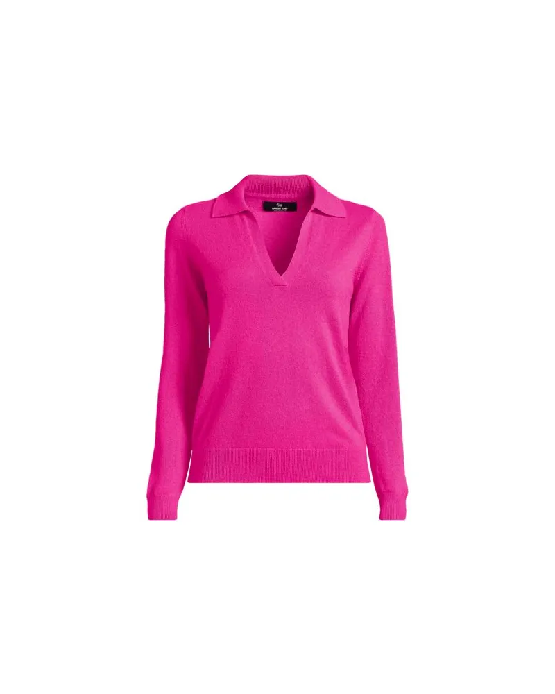 Lands' End Relaxter Kaschmir-Pullover mit Polokragen, Damen, Größe:32-34 petite, Rot, Kaschmir, by Rot