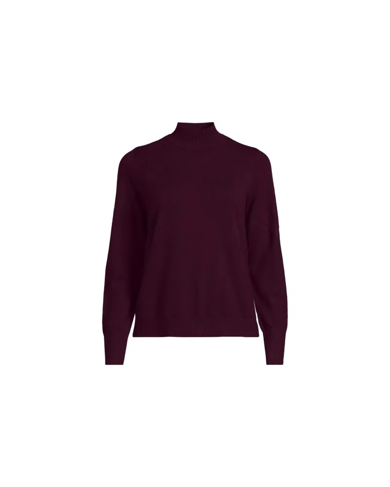 Lands' End Stehkragenpullover mit Ärmelknöpfen, Damen, Größe petite, Rot, by Rot