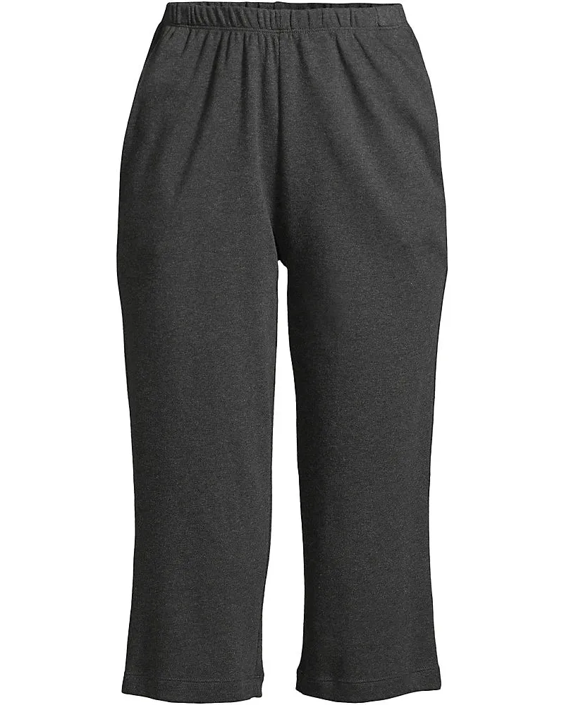 Lands' End Sport Knit Caprihose, Damen, Größe regular, Schwarz, Baumwolle, by Schwarz