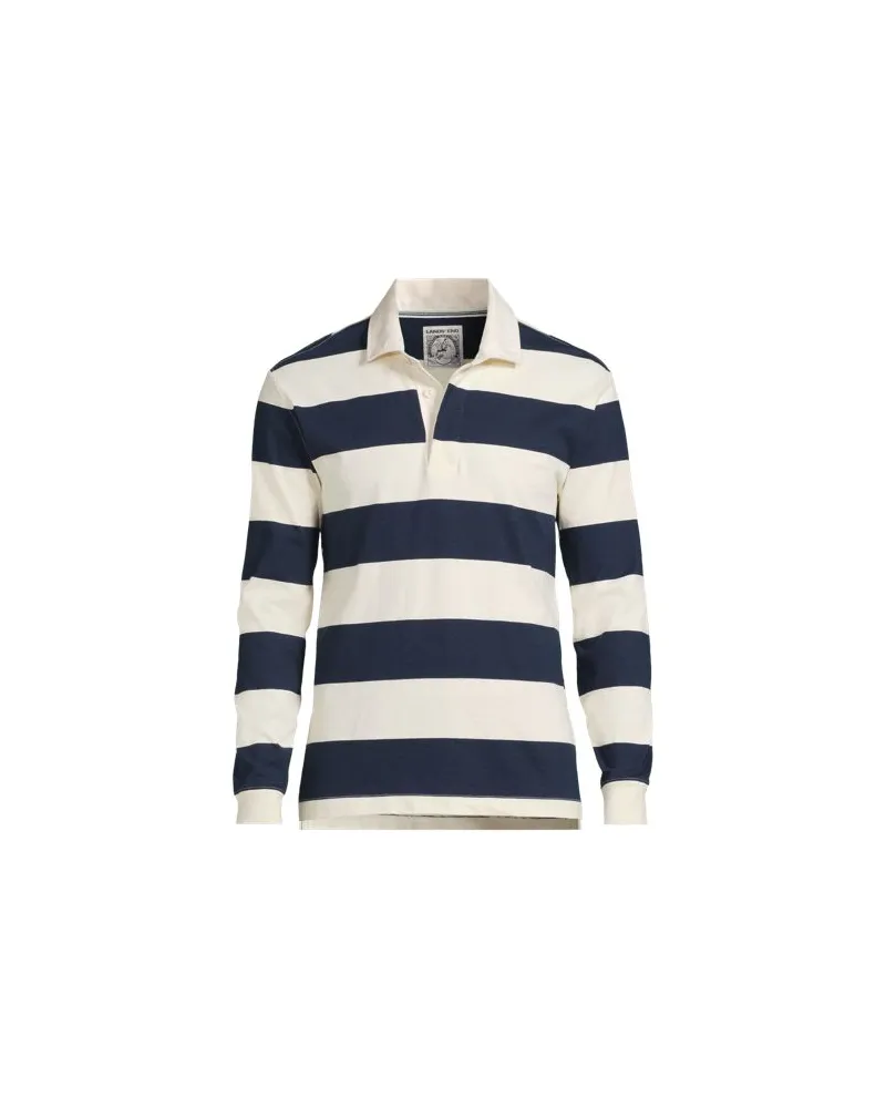 Lands' End Rugbyshirt, Classic Fit, Herren, Größe:60 regular, Blau, Baumwolle, by Blau