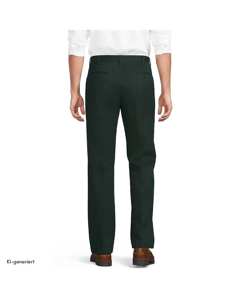 Lands' End Bügelleichte Chinos mit Komfortbund, Herren, Größe regular, Grün, Baumwolle, by Grün